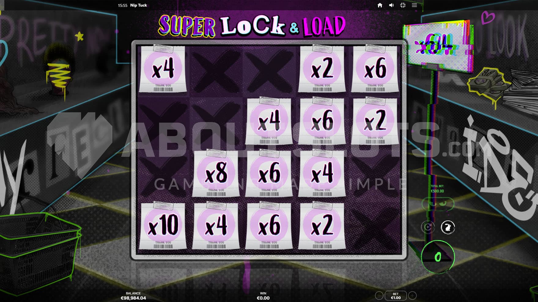 Lock & Load bonus in progress, showing multiple multiplier symbols sticky on the grid.