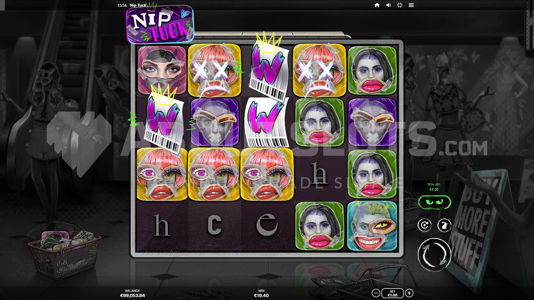 Random Wilds triggered in the base game, adding 3 Receipt Wilds to the grid.