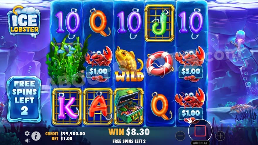 Free Spins bonus game with a wild symbol on the middle reel.