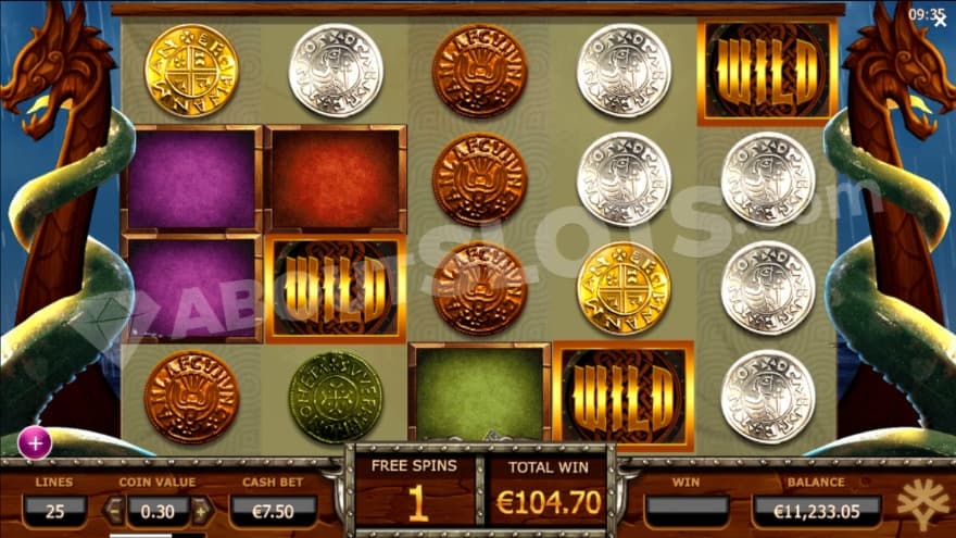 Bonus game with wild symbols on the reels.
