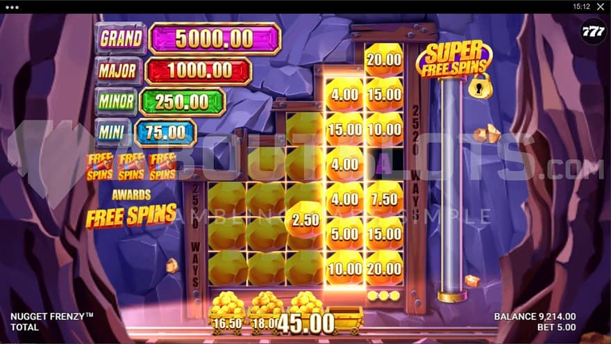 A 9X win with Money Symbols on the sixth reel.