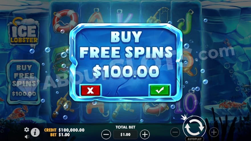 Bonus buy feature with a option to activate the free spins directly for a cost of 100 X the bet.