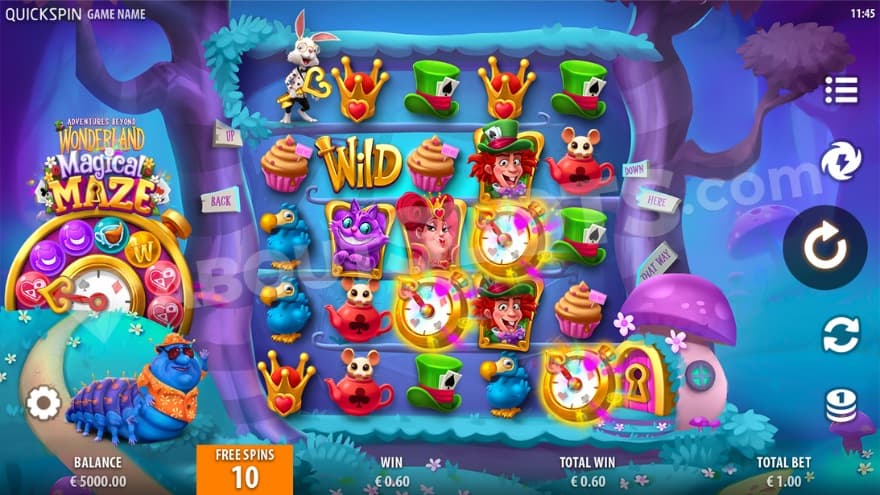 An image of one of the free spins feature with a blue, dim landscape