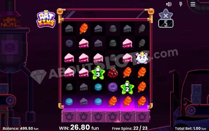 Free Spins bonus game with 5X total win multiplier.