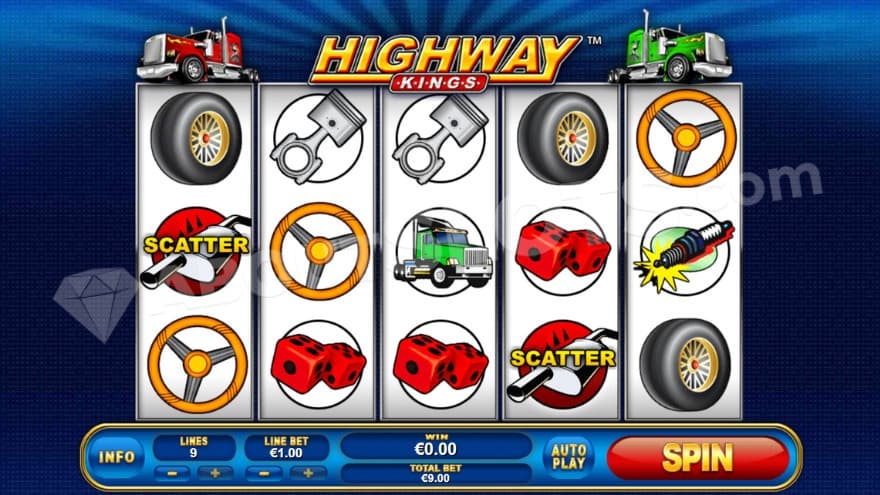 A casino slot with trucks and truck related symbols.