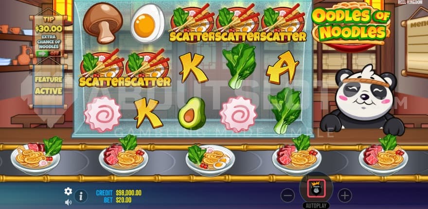 A screenshot of 5 Scatter symbols landing