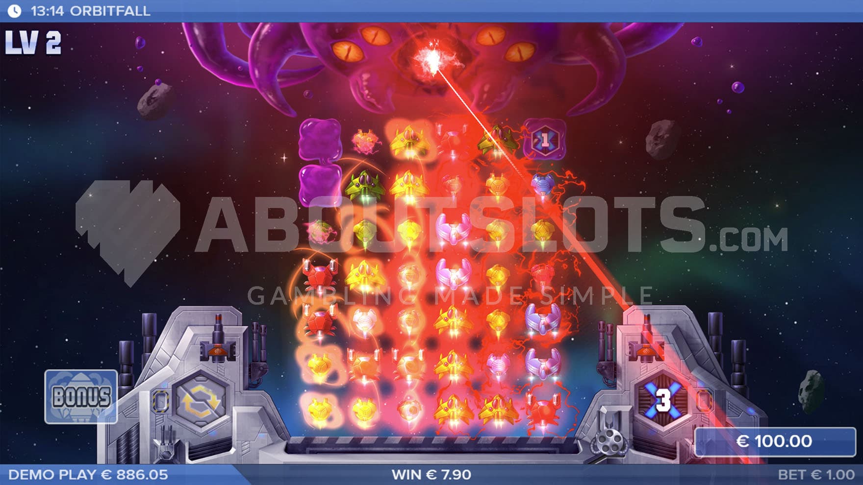 Blocker Attack feature triggered in the base game, destroying multiple symbols from the grid.