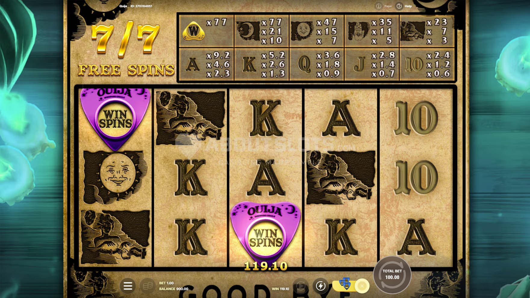 Screenshot of the Free Spins bonus in progress.