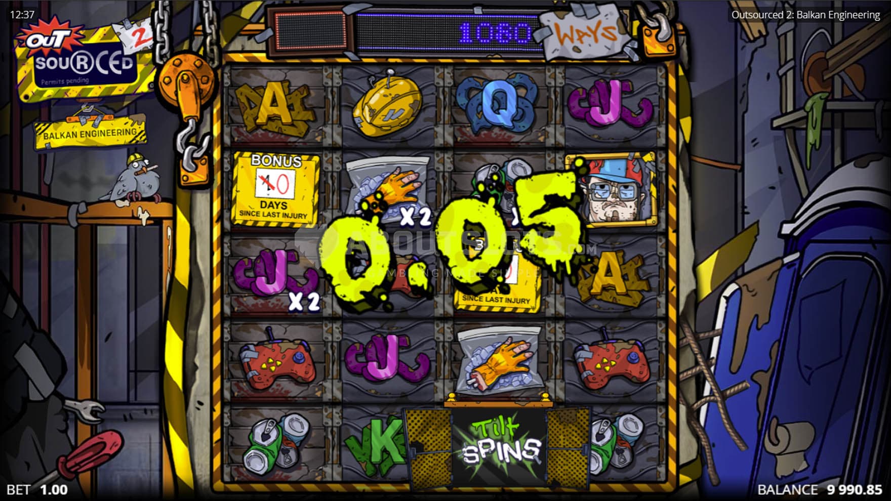 Screenshot of the Elevator feature in the base game awarding entry to the bonus round.