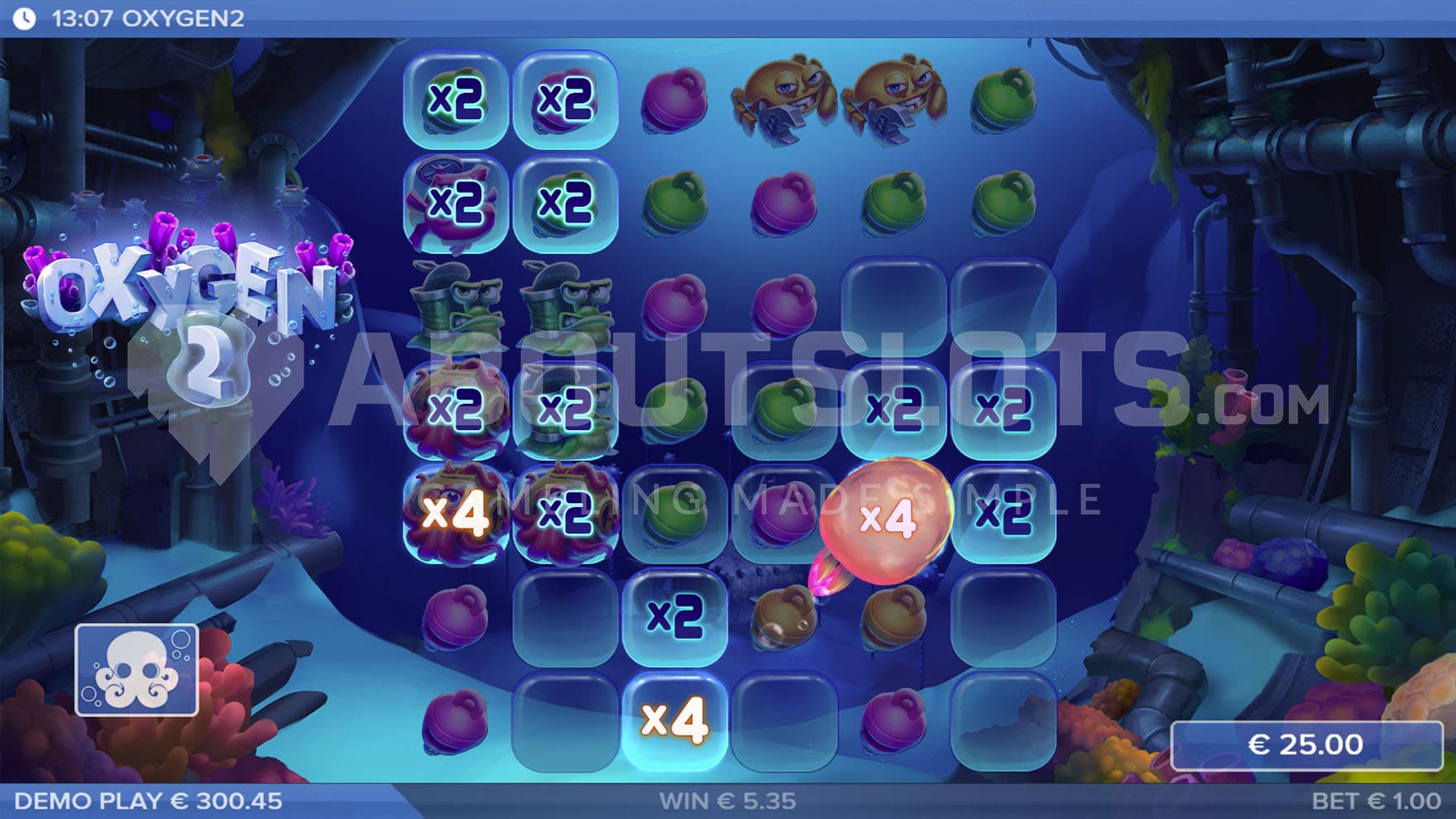 Jellyfish feature in the base game, showing a jellyfish that adds multipliers to random positions.
