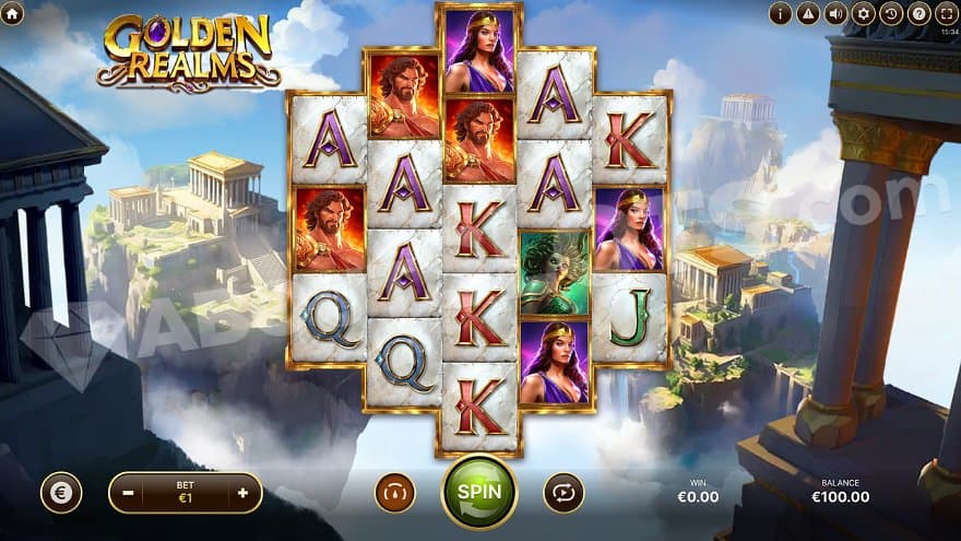 A casino slot in a Greek setting.