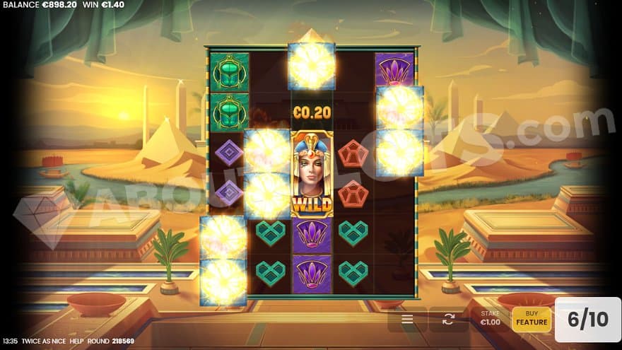 A win with a wild Cleopatra and seven other symbols.