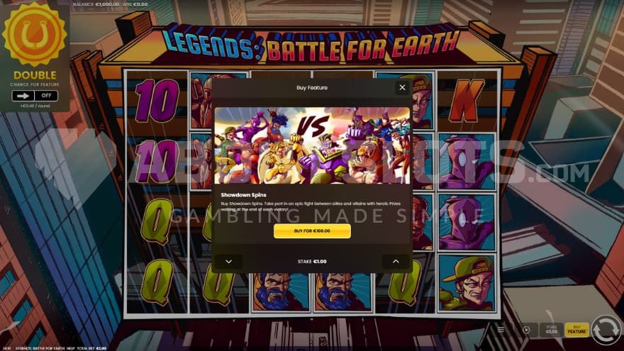 Bonus buy feature with an option to buy the Showdown Free Spins for a cost of 100X the bet.