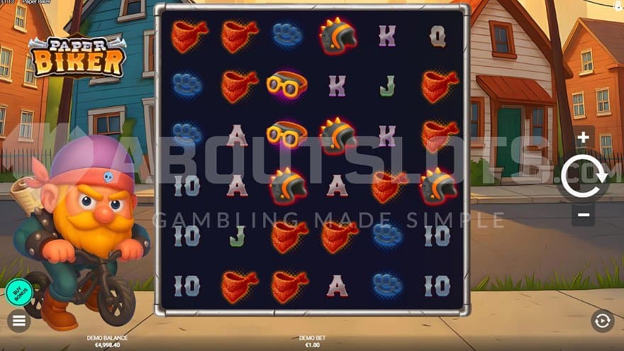 A casino slot with a biker on a bycicle.