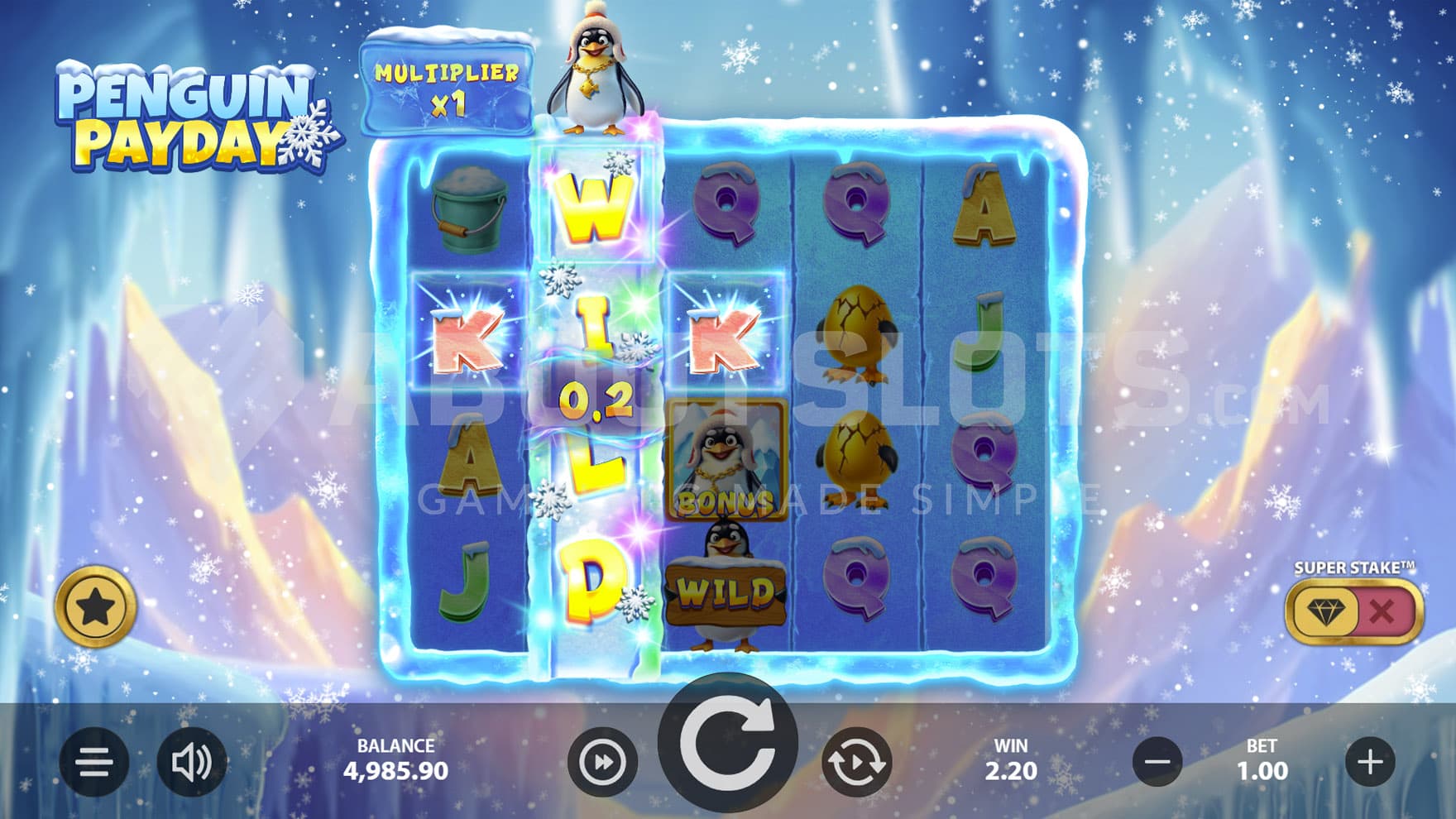 Expanding Wild triggered in the base game on reel 2.