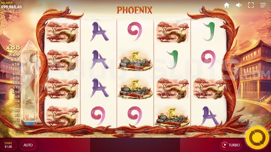 A casino slot featuring a Phoenix bird.