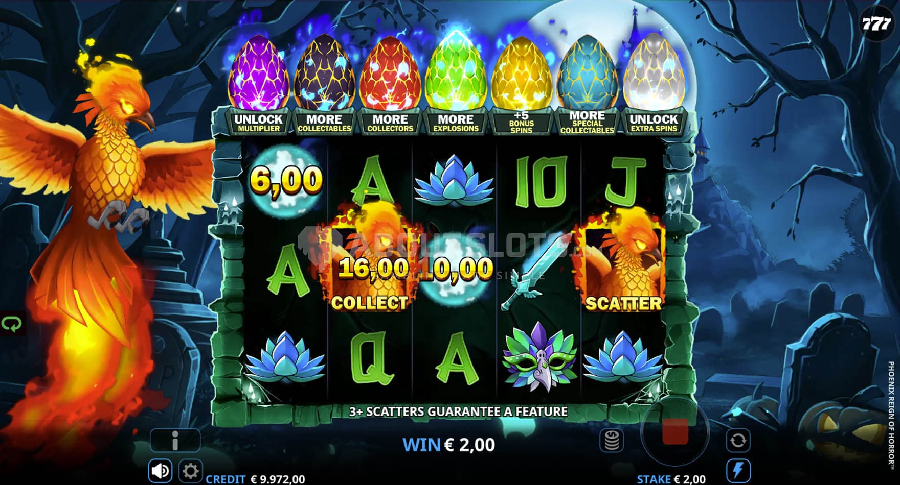 Screenshot of the Scatter Respin feature triggered in the main game.