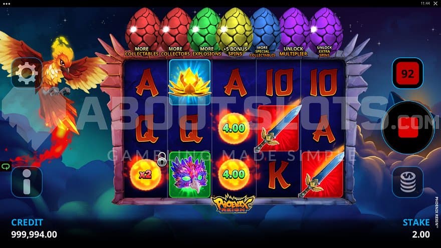 A casino slot featuring a Phoenix bird.