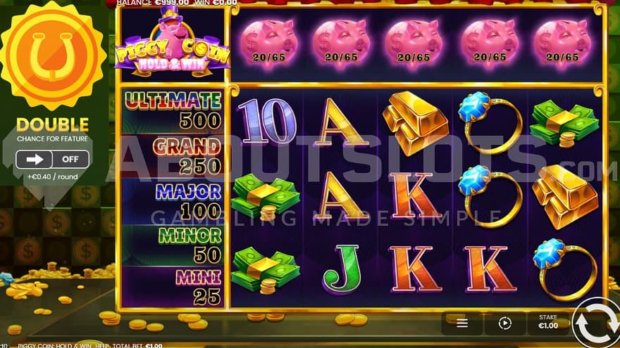 A casino slot with five reels and 3 rows.