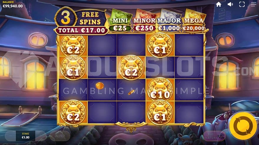 Seven symbols on the reels in the re-spin bonus game.