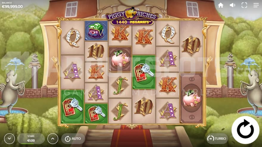 A casino slot in a fancy garden.