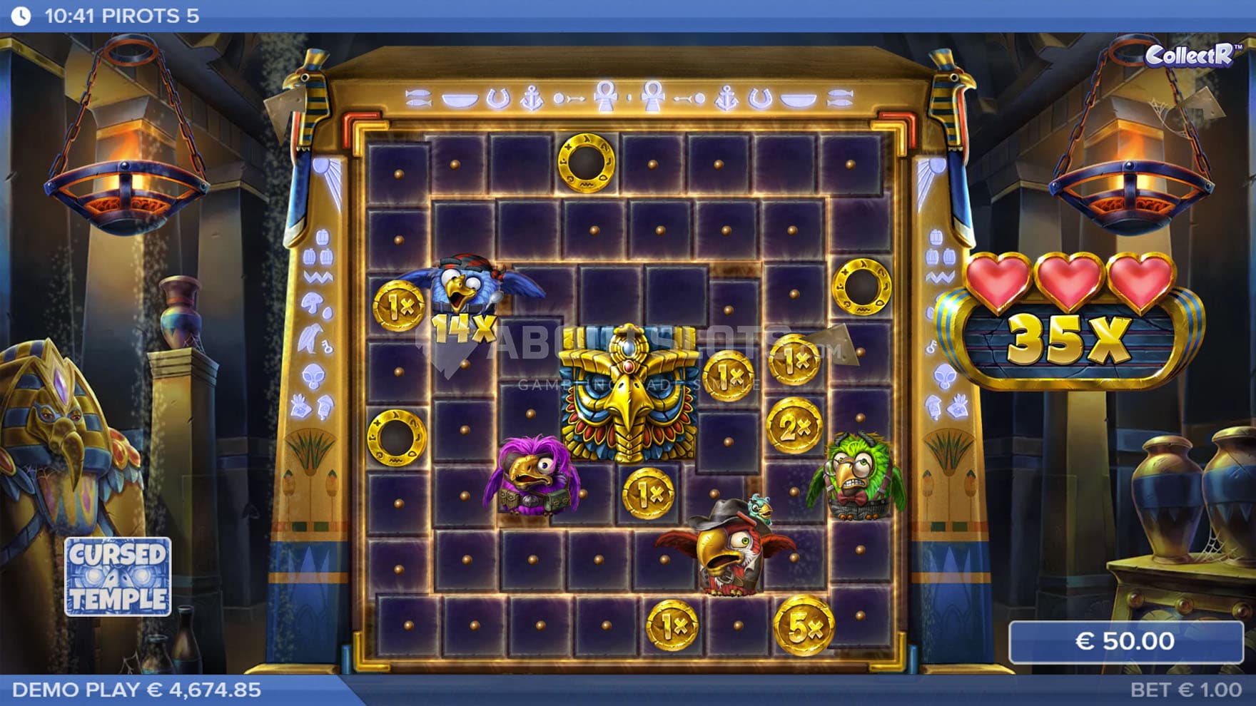 Cursed Temple Coin Game in progress, showed during the rotation of grid positions.