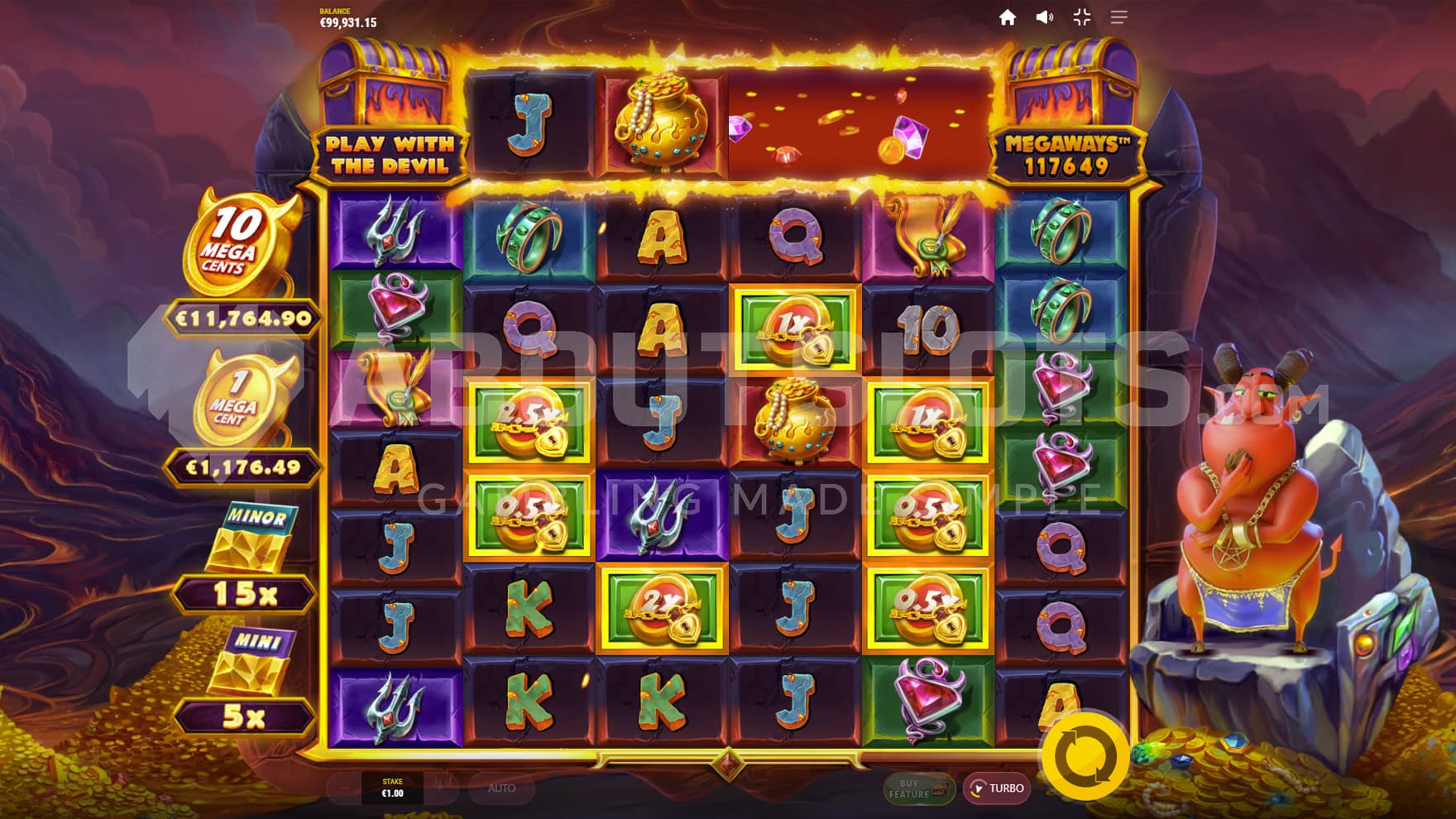 Max Ways feature triggered in the base game, forcing all reels to land with 7 symbols.