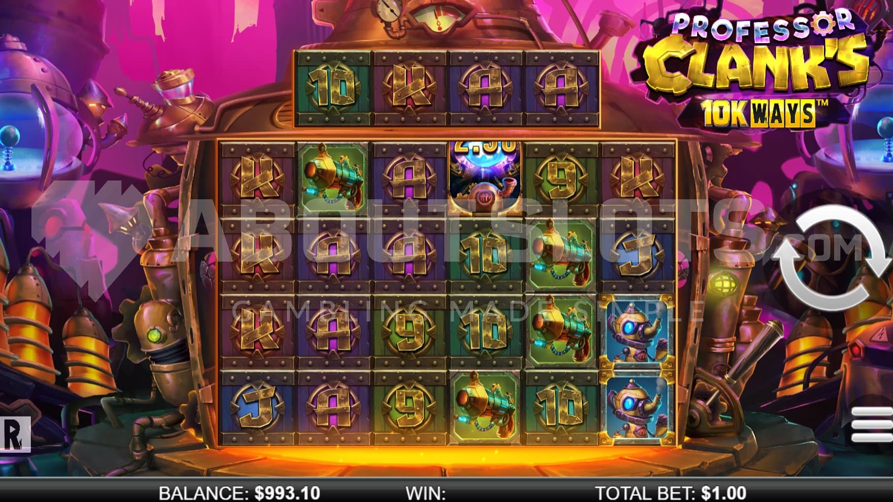 A casino slot with 6 reels.