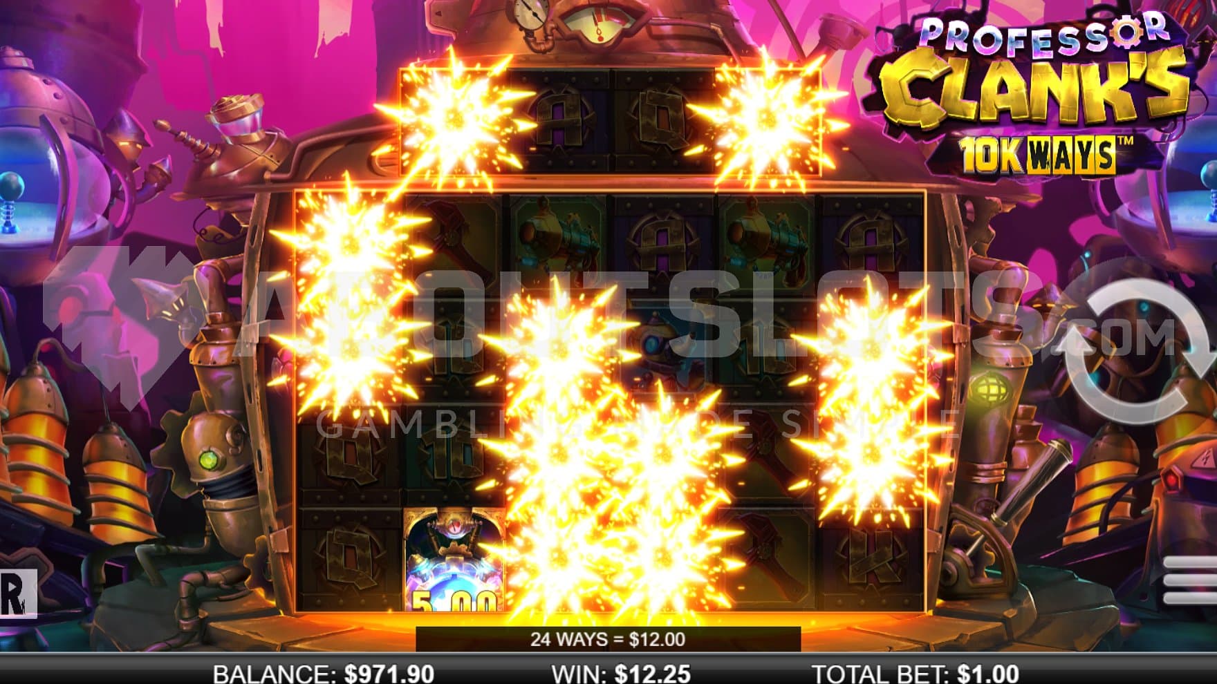 Exploding winning symbols.