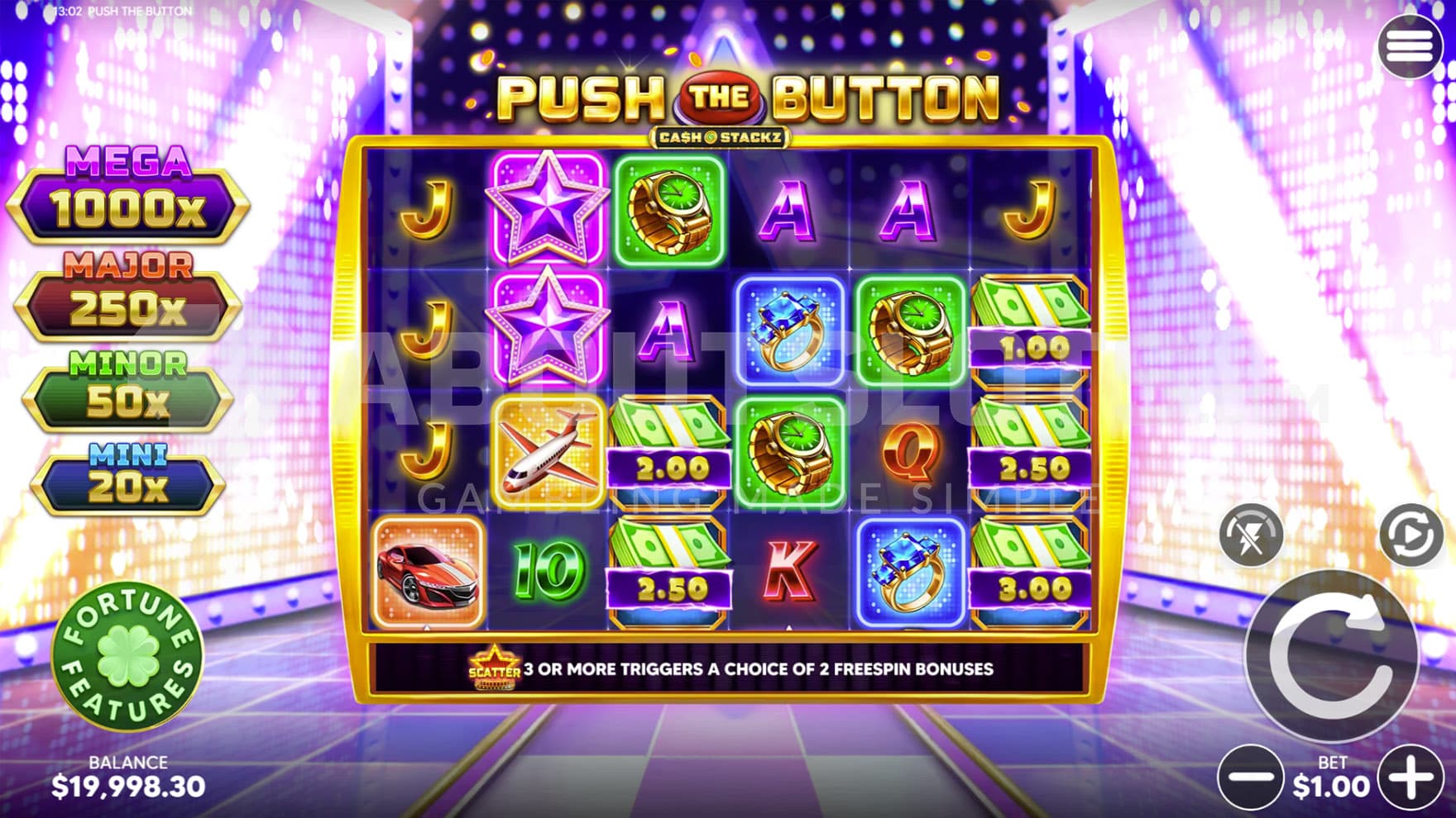 Base Game view of a 6x4 grid on a backdrop of a bright game studio.