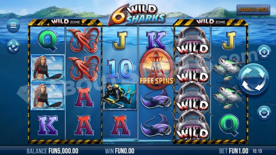 Base game with wild symbols covering the whole fifth reel.