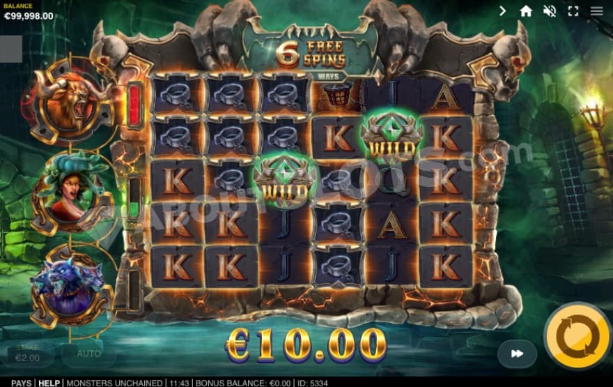 Monster Spins bonus game with expanded reels.