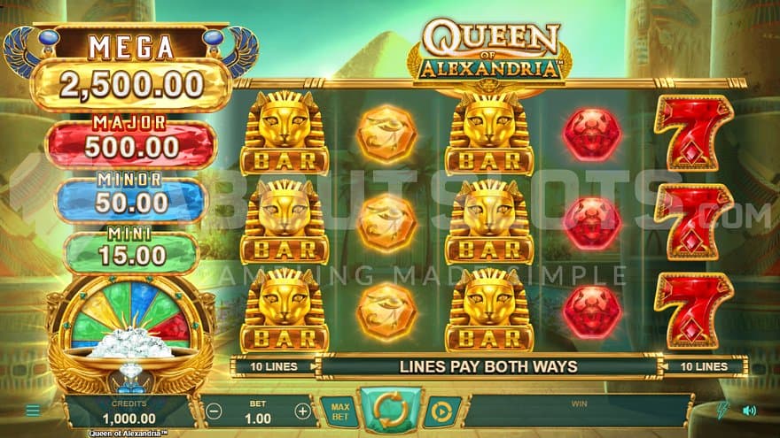 A casino slot in front of a pyramid.