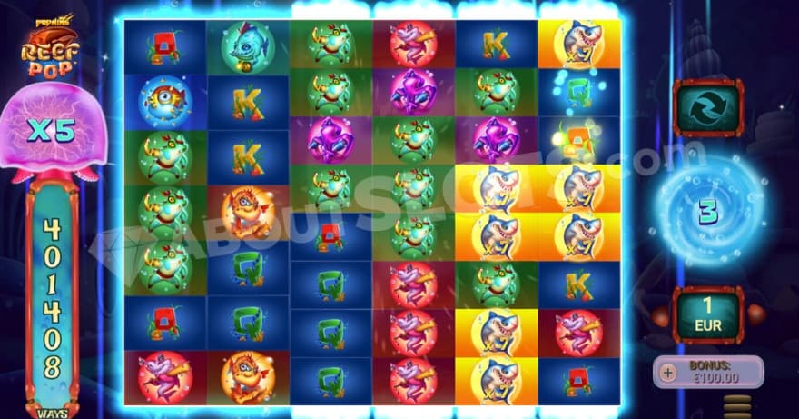 Bonus game with a 5X multiplier and 401408 ways to win.