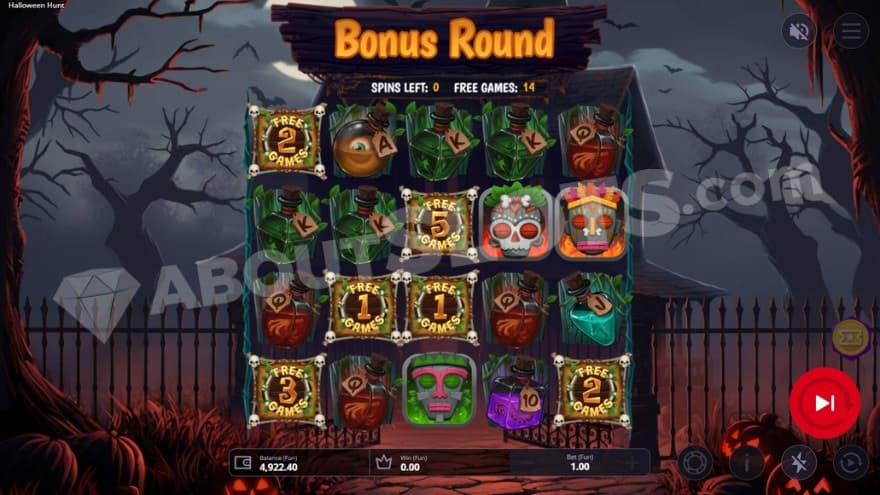 A screenshot from the bonus round