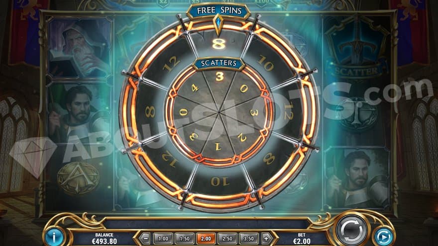 A wheel awarding a number of Free Spins and Scatter Symbols.