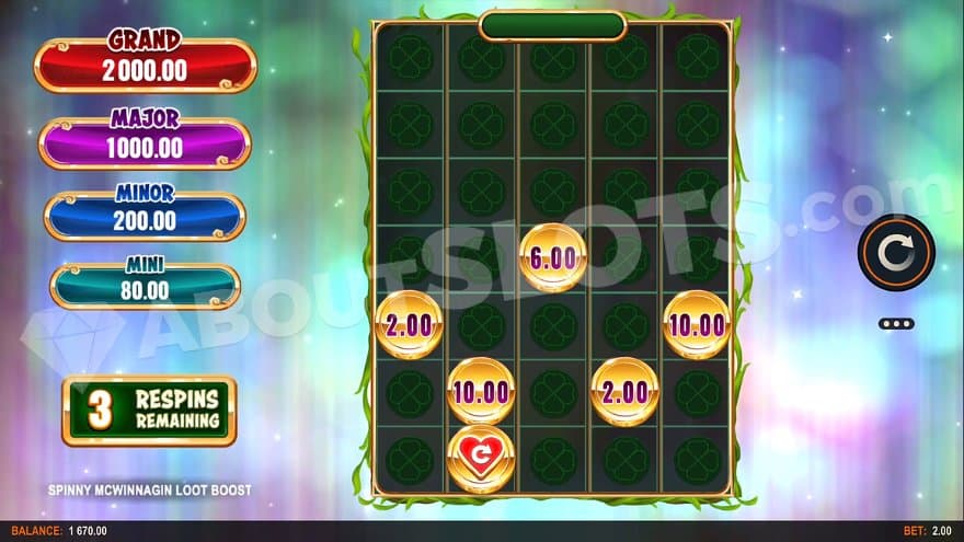 Five cash coins and a special coin on the reels of the Ultra Link&Win Feature.