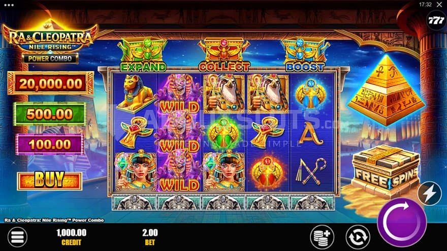 A casino slot with an Egyptian theme.