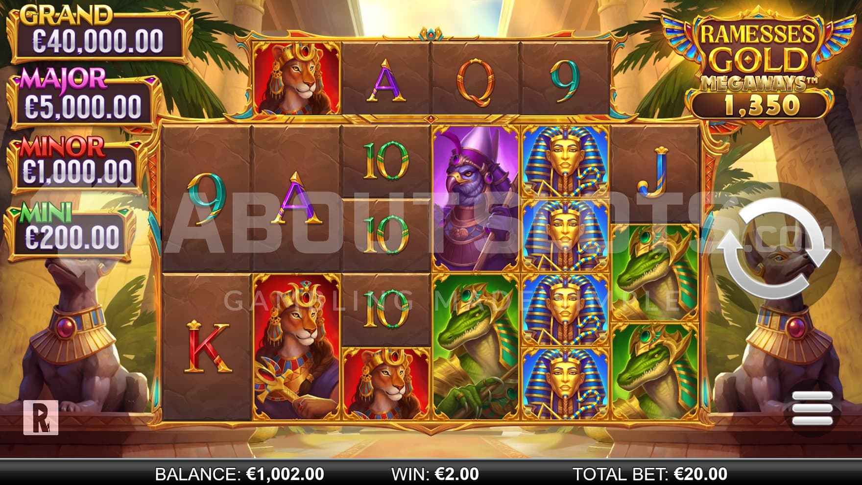 A casino slot with an ancient Egyptian theme.