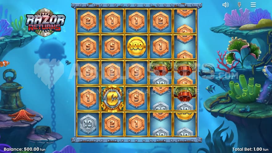 Golden Razor Reveal symbols covering the whole reel setup.