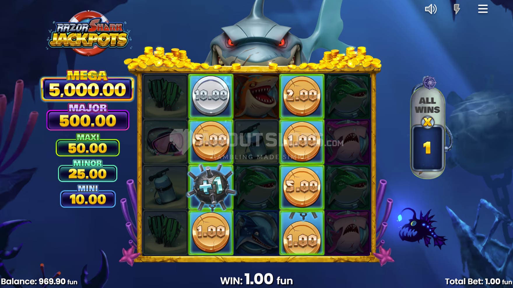 Free Spins bonus in progress with the Razor Reveal feature triggered.