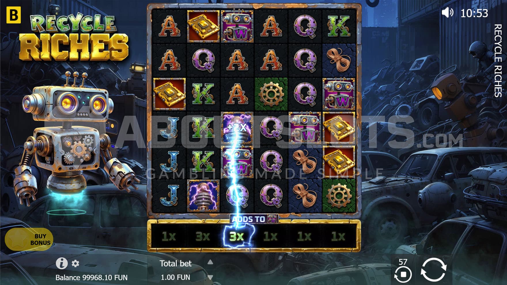 Reel Multiplier activated during the base game.