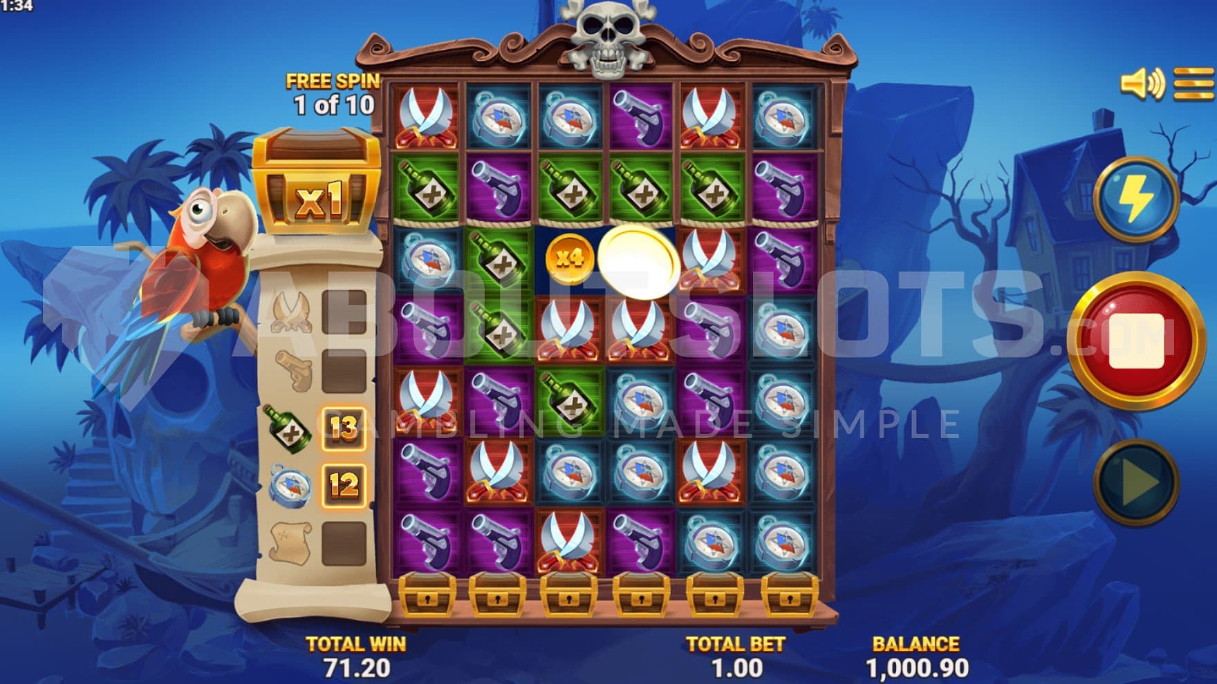 First of ten free spins.