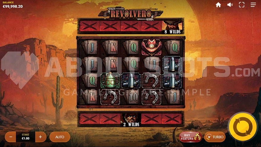 A casino slot with a revolver theme.