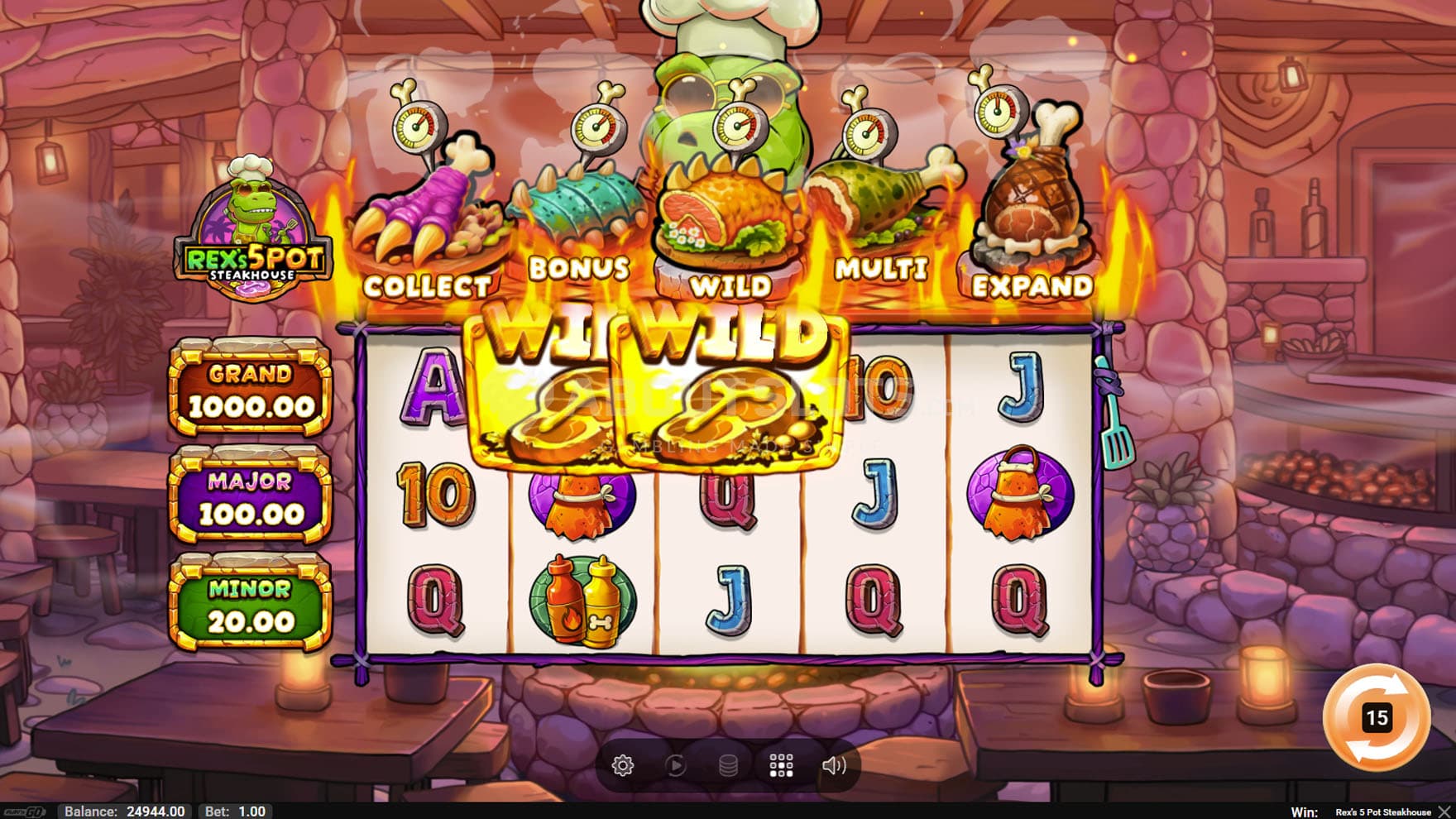 Screenshot of the Scatter symbols transforming into Wilds in the base game.