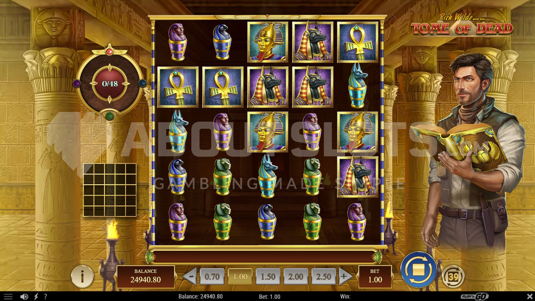 Base game with Rich standing on the right, holding a book.