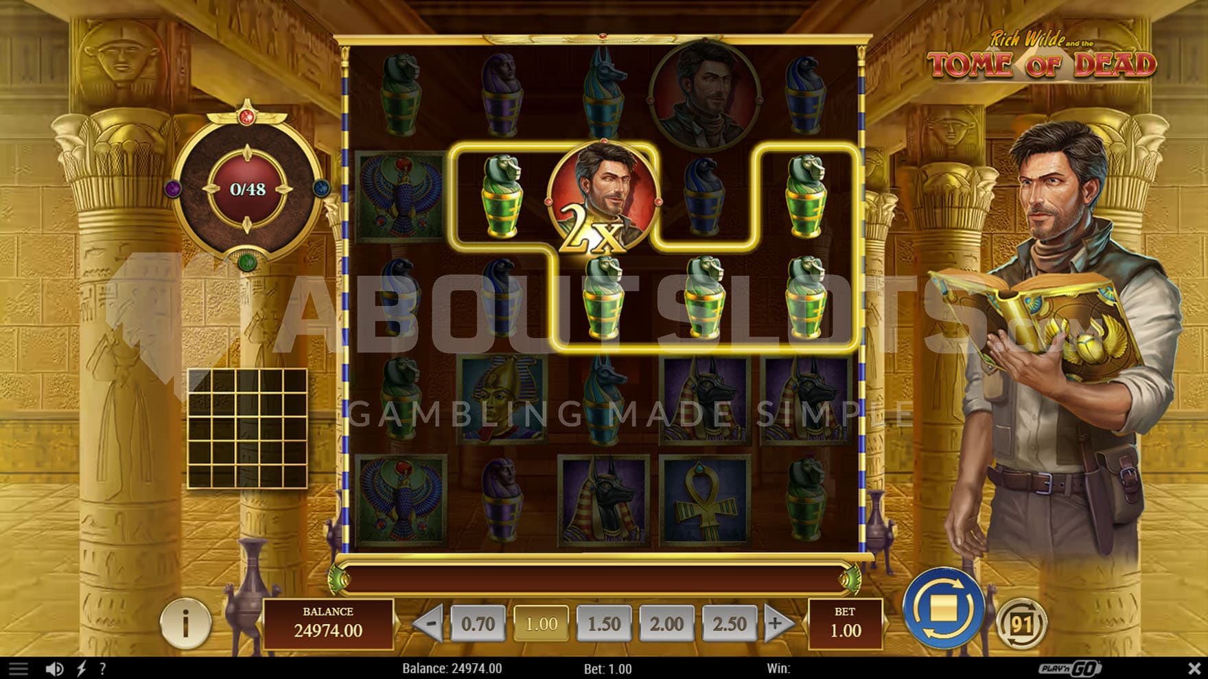 A 2X multiplier wild creating a win on the screen.