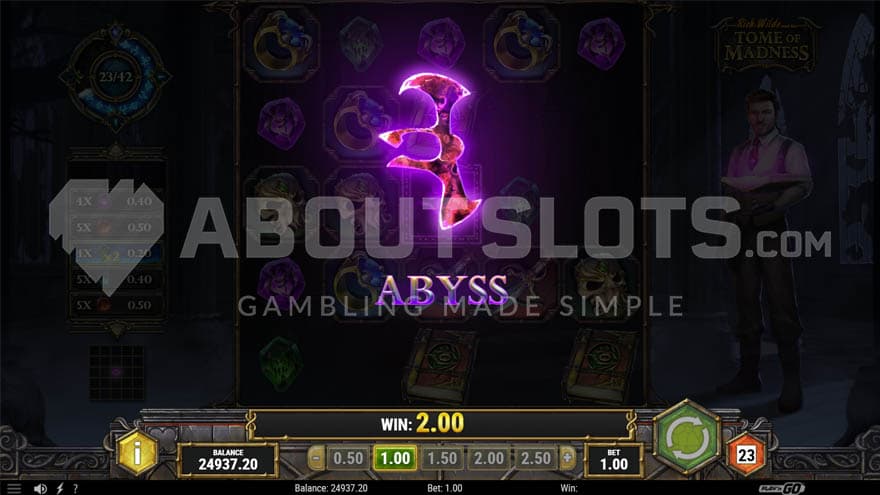 Abyss feature being activated, showing a glowing rune.