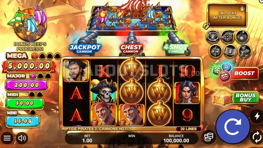 A casino slot with a pirate theme.