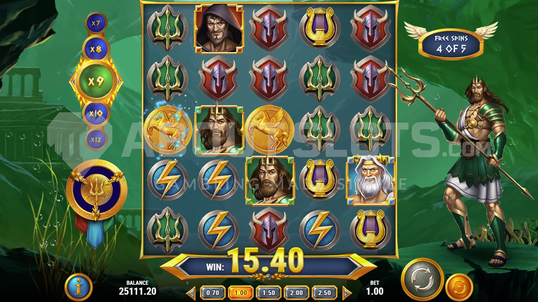 Free Spins with Poseidon chosen as the leading character.